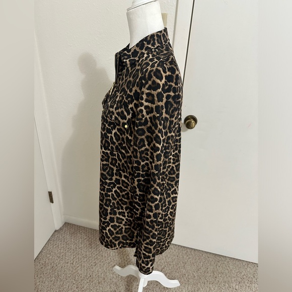 Michael Kors Leopard Print Full Zip Blouse Sz S - Picture 3 of 9